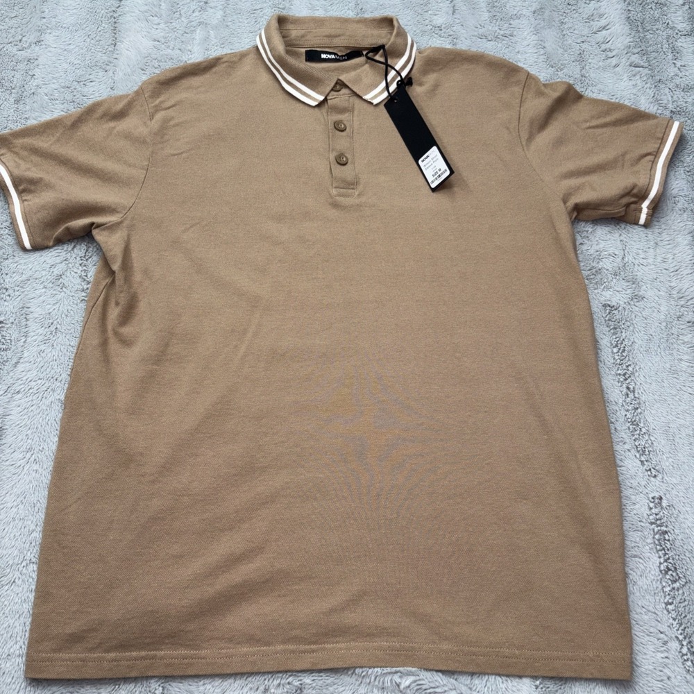 NovaMEN Khaki‎ Polo Shirt Med NWT